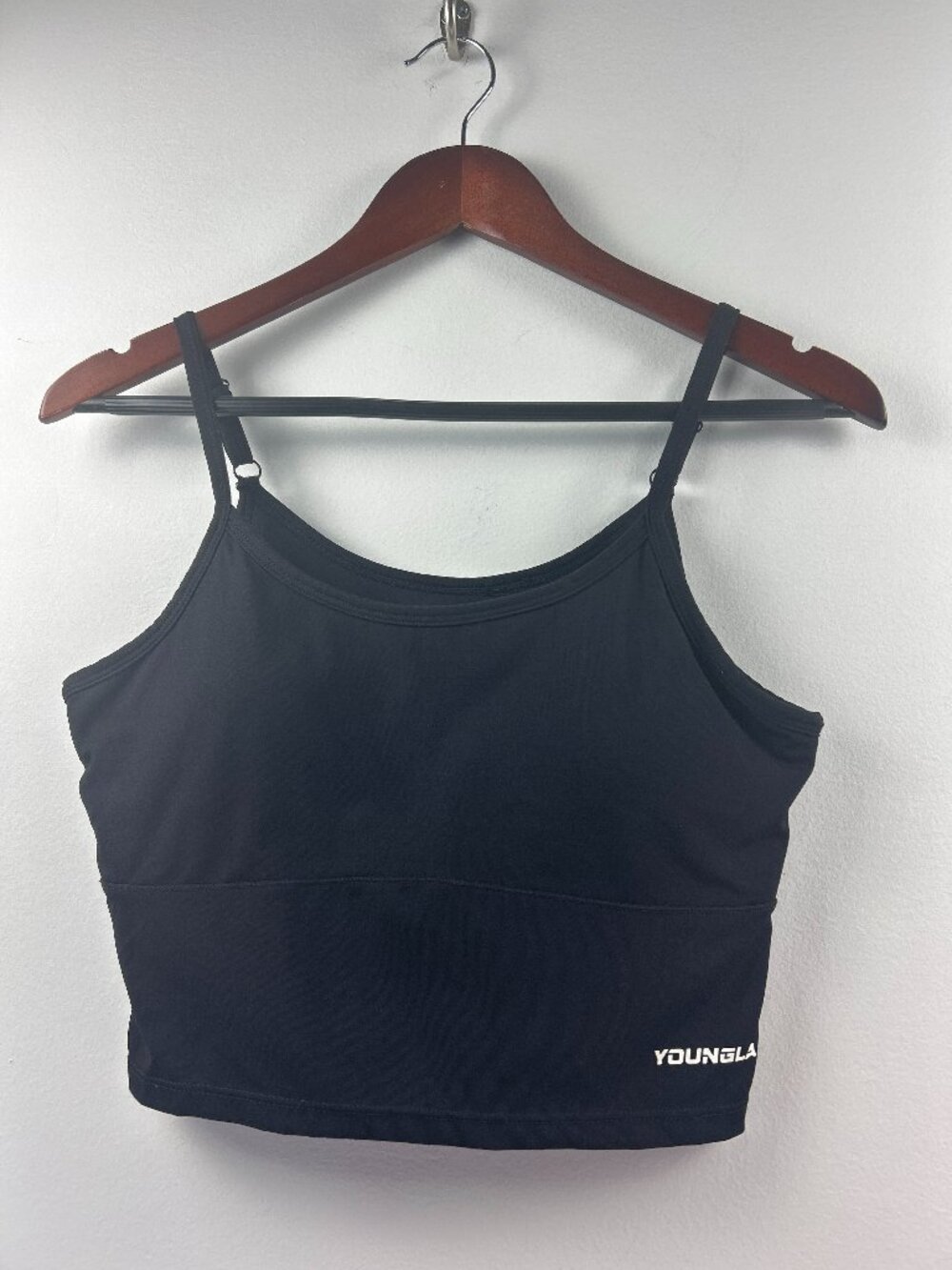 YoungLA Black Cropped Racerback Tank Top Size Medium